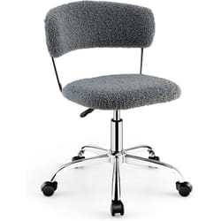 Costway - Chaise de Bureau à Domicile, Chaise de Loisirs Pivotante en Fausse Fourrure avec Siège Rembourré Réglable en Hauteur, pour Chambre, Bureau,