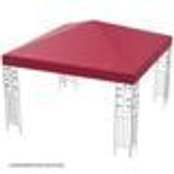 COSTWAY Toile de Rechange pour Pavillon 3m x 3m en Polyester Imperméable avec Trous de Drainage Attaches Auto-agrippantes Vin Rouge