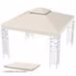 COSTWAY Toile de Rechange pour Pavillon 3m x 3m en Polyester Toile à Double Niveau Trous de Drainage Attaches Auto-agrippante ...