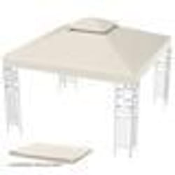 COSTWAY Toile de Rechange pour Pavillon 3m x 3m en Polyester Toile à Double Niveau Trous de Drainage Attaches Auto-agrippantes Beige