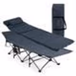 Lit de Camping Pliable COSTWAY avec Matelas et Oreiller Amovibles - Bleu