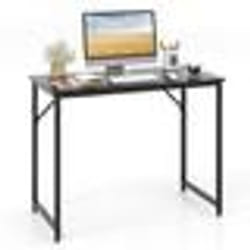 COSTWAY Bureau d’Ordinateur Simple avec Cadre en Métal Robuste Repose-pieds Réglables 100 x 50 x 77 cm Charge Max. 91kg Noir