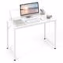 COSTWAY Bureau d’Ordinateur Simple avec Cadre en Métal Robuste Repose-pieds Réglables 100 x 50 x 77 cm Charge Max. 91kg Blanc