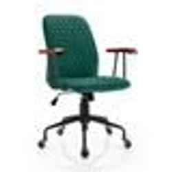 COSTWAY Fauteuil de Bureau à Roulette en Velours Style Vintage Elégant  Chaise Pivotante Réglable Vert