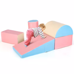 5PCs Modules de Motricité en Mousse Grands XL COSTWAY-Blocs de Construction sur Logiciel avec Housse pour Enfant 9mois-3 ans- ...