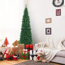 COSTWAY Sapin de Noël Artificiel 210 cm 700 Branches Support en Métal Solide Aiguilles en PVC Décoration de Fêtes Vert Naturel