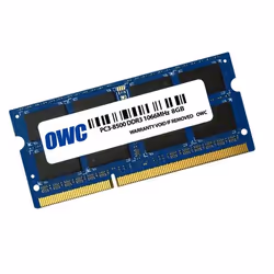 OWC 8GB, PC8500, DDR3, 1066MHz, 8 Go, 1 x 8 Go, DDR3, 1066 MHz, 204-pin SO-DIMM, Bleu
