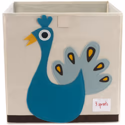 3 Sprouts SP3SSBPE, Boîte de rangement, Beige, Noir, Bleu, Blanc, Jaune, Carré, Coton, Image, Chambre d'enfant