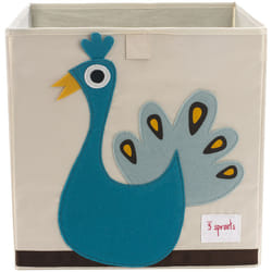 3 Sprouts SP3SSBPE Boîte de rangement Carré Coton Beige, Noir, Bleu, Blanc, Jaune