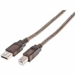 Manhattan 510424, 11 m, USB A, USB B, USB 2.0, Mâle/Mâle, Argent
