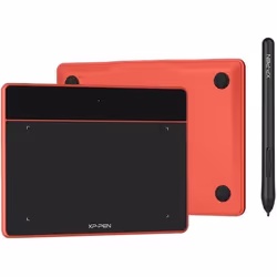 XP-PEN Deco Fun XS Tablette Graphique à Dessin Taille 4x3 Pouces Idéal pour Signature et Education à Distance - Rouge Carmin