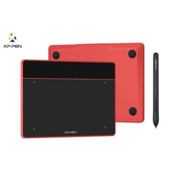 XP-PEN Deco Fun L Tablette Graphique 10x6 Pouces Stylet Passif à 8192 Niveaux Compatible Mac Windows Chrome OS et Android Rouge