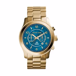 Michael Kors Watch Hunger Stop Oversized Runway Gold-Tone Stainless Steel Watch, Imperméable