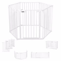 Barrière de Sécurité Pliable COSTWAY-Pare Feu de Cheminée 380 cm-6 Panneau-Verrouillage Manuel-pour Enfant Chien Chat-Métal-B ...