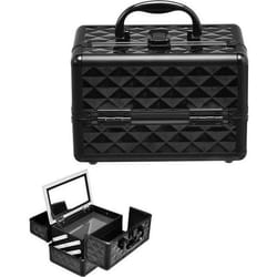 COSTWAY Coffret de Maquillage Beauty Case avec Miroir et Bandoulière 23 x 15 x 18CM pour CoiffeuseMaquilleurFournitures de