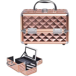 COSTWAY Coffret de Maquillage avec Miroir et Verrouillage Beauty Case Portable 23 x 15 x 18CM pour CoiffeuseFournitures de Couture
