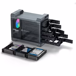 Boîtier de disque dur externe - Yottamaster - Aluminium - 90 To - Ventilateur RVB - 5 baies 35/25