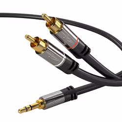 KabelDirekt 797698090061, 2 x RCA, Mâle, 3,5mm, Mâle, 2 m, Noir