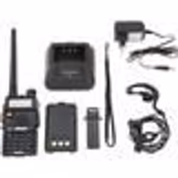 Baofeng UV-5R Talkie-walkie FM radio VHF/UHF avec double bande affichage veille et horloge intégrée (Casque ajouté Noir)