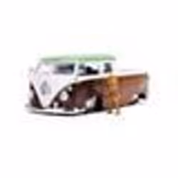 Voiture Miniature de Collection - JADA TOYS 1/24 - VOLKSWAGEN Bus Pick-up Groot Guardians of Galaxy - 1963 - Brown / White /  ...