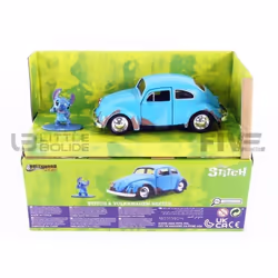 Voiture Miniature de Collection - JADA TOYS - VOLKSWAGEN Beetle Stitch - 1959 - Couleur Blue - 1/32