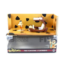 Voiture Miniature de Collection - JADA TOYS 1/32 - FLINSTONES Flintmobile - With Flint Figure - Brown / White - 33382BR