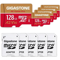 Carte Mémoire Micro SDXC - GIGASTONE - 128 Go - Lot de 5 - Vitesse 100 Mo/s - Compatible GoPro Switch