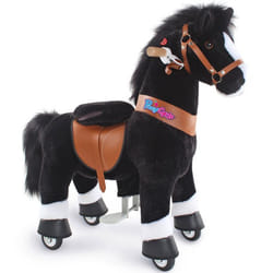 Cheval à Bascule Jouet PonyCycle Modèle U Noir avec Frein et Son Taille 3 pour les 3-4 ans