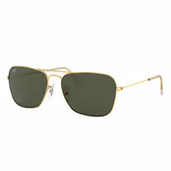 Ray-Ban CARAVAN, Adulte, Unisexe, Carré, Or, Verres non polarisés, Métal