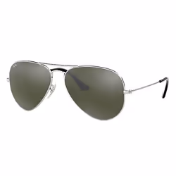 Ray-Ban AVIATOR MIRROR, Adulte, Unisexe, Aviateur, Argent, Verres non polarisés, Métal