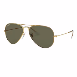 Ray-Ban Aviator Classic Verres polarisés Verres polarisés Vert Teinte unie + Or, Adulte, Unisexe, Aviateur, Aviateur, Cerclé, ...