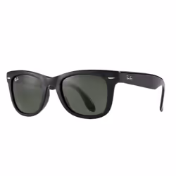 Ray-Ban Wayfarer Folding Classic Vert Classique G-15 + Noir, Adulte, Unisexe, Wayfarer, Carré, Cerclé, Noir