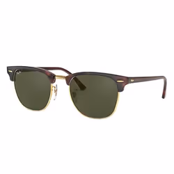 Ray-Ban Clubmaster Classic Vert Teinte unie + Havane, Adulte, Unisexe, Clubmaster, Carré, Demi-contour, Tortue
