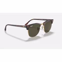 Ray-Ban Clubmaster Classic Vert Teinte unie + Havane