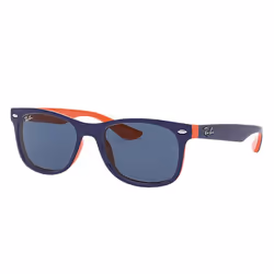 Ray-Ban New Wayfarer Junior Bleu Classique + Bleu, Enfant, Mâle, Wayfarer, Carré, Cerclé, Bleu, Orange