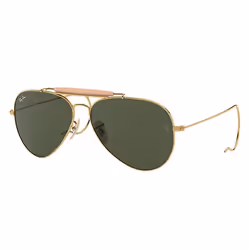 Ray-Ban OUTDOORSMAN, Adulte, Unisexe, Aviateur, Or, Verres non polarisés, Métal
