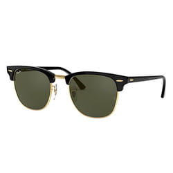 Ray-Ban Clubmaster Classic Vert Teinte unie + Noir