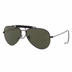 Ray-Ban OUTDOORSMAN, Adulte, Unisexe, Aviateur, Noir, Verres non polarisés, Métal