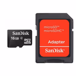 SanDisk 16GB MicroSDHC w/adapter, 16 Go, MicroSDHC, Classe 4