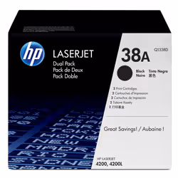 HP 38A 2-pack Black Original LaserJet Toner Cartridges, 24000 pages, Noir, 2 pièce(s)