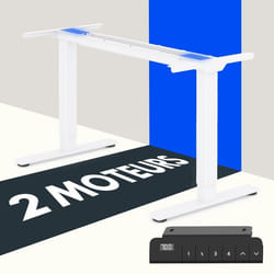 FLEXISPOT Bureau Assis Debout Électrique à 2 Moteurs Bureau Réglable en Hauteur avec Panneau à Fonction MémoireCharge 100kgBlanc