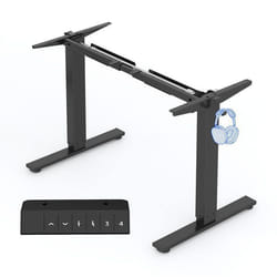 FlexiSpot Cadre de Bureau Assis Debout ÉlectriqueBureau Réglable en Hauteur en Acier avec Panneau de ContrôleAnti-CollisionNoir