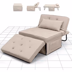 FLEXISPOT Fauteuil Relax 91x69x35cm Lit Convertible Chaise Longue 3 en 1 Fauteuil Extensible Capacité de Charge 300 kg Beige