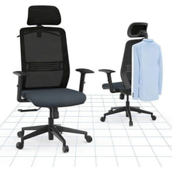 OC17 Chaise de bureau ergonomique appuie-tête 2D soutien lombaire accoudoirs relevables noir et bleu