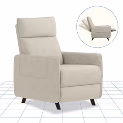 FlexiSpot Fauteuil Inclinable Pushback Fauteuil TV avec Fonction Inclinable Fauteuil de Couchage Réglable dans le Salon Beige