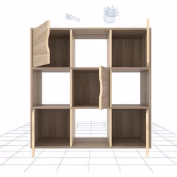 Bibliothèque Étagère de Rangement 9 Cubes Bibliothèque en Bois Cubique avec Portes pour Salon Bureau Style Moderne Maple