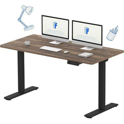 FLEXISPOT Bureau Assis Debout 140 x 70 cm avec 2 Moteurs Puissants Réglable en Hauteur avec Fonction Mémoire Noir + Marron
