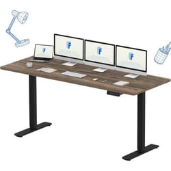 FLEXISPOT Bureau Assis Debout 160 x 70 cm avec 2 Moteurs Puissants Réglable en Hauteur avec Fonction Mémoire (Noir + Marron)