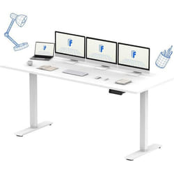 FLEXISPOT Bureau Assis Debout 160 x 70 cm avec 2 Moteurs Puissants Réglable en Hauteur avec Fonction Mémoire (Blanc + Blanc)