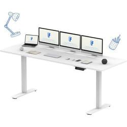 FlexiSpot Bureau Assis Debout 180 x 80 cm avec 2 Moteurs Puissants Bureau Électrique avec Fonction Mémoire (Blanc + Blanc)